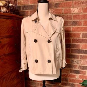 NEW FOREVER 21 Tan Cropped Lightweight Pea Coat Rain Jacket Small